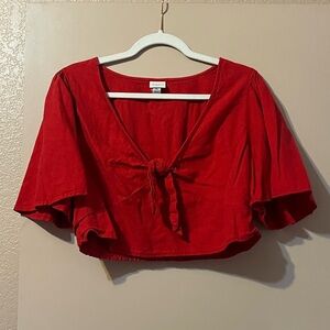 a new day Red Tie-Front Crop Top
